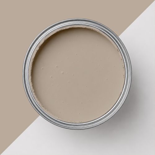 Geöffnete Farbdose mit Farbe "Lehmsand"