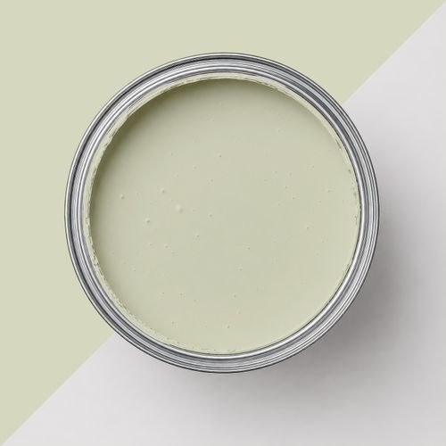 Geöffnete Farbdose mit Farbe "Pistazie"