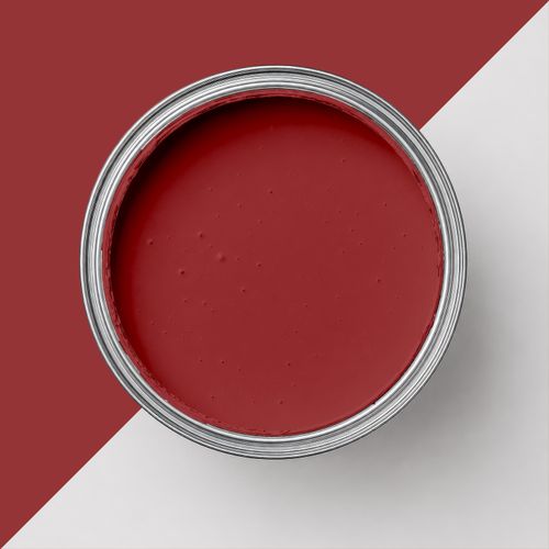 Geöffnete Farbdose mit Farbe "Rubinrot"